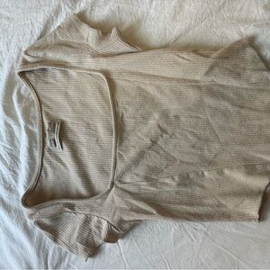 Women's Cream Ribbed Top